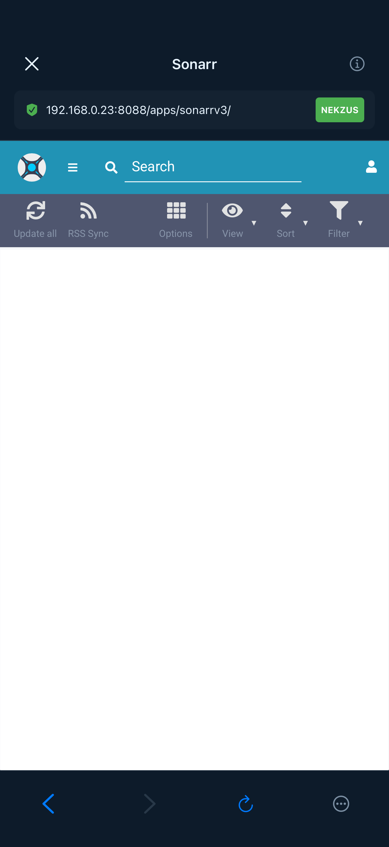 Authenticated TLS-pinned webview opened to a self-hosted service.